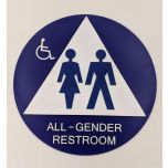 Lynch Signs AGR-6 Sign "All-Gender Restroom" With Handicap, 12" Round, White Triangle On Blue LYNS-AGR-6