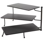 American Metalcraft TPREC3 Display Stand, 3-Tier, 17-3/8"L X 7-1/2"W X 10"H, Rectangular, Foldable, Black AMEM-TPREC3