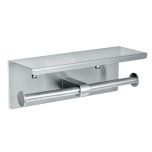 Alpine 487-B Stainless Steel Toilet Tissue Dispenser, Double Standard Roll with Shelf Rack, Wall Mount ALPI-487-B