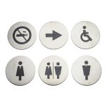 American Metalcraft SISSSET Universal Door Signs Set, 6-Piece, 4" Dia. X 1/8"h, Round AMEM-SISSSET