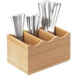 Cal Mil Plastics 1244 Flatware Holder Bamboo 3 Compartments CALI-1244