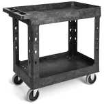 Heavy Duty Utility Cart with Wheels Safely Holds up to 500 lbs - 2 Tier Black Service Cart CART-UC-1634