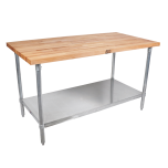 John Boos & Co JNS09 Maple Table 1-1/2" Thick, 30" X 48" W/Shelf JOHB-JNS-09