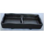 Kitchen Melamine Inc. LJP6005 Sauce Dish Twin 3.25`` X 5`` Black 12/96 KMI-LJP6005