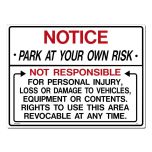 Lynch Signs LYNSPL-12 Sign "park At Your Own Risk" LYNS-PL-12