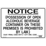 Lynch Signs 111SM Sign "possession Of Open Alcohol" LYNS-R-111SM