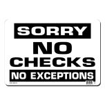 Lynch Signs R-4 Sign "sorry No Check" LYNS-R-4