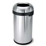 Simplehuman CW1407 60 liter (16 gallon) open top bullet shaped commercial trash can, brushed stainless steel SIMP-CW1407