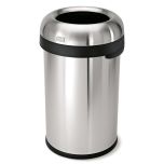 Simplehuman CW1469 80 liter (21 gallon) open top bullet shaped commercial trash can, brushed stainless steel SIMP-CW1469