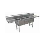 Gsw SHH24243D Sink 24" X 2" (3)tub, 2 Drain Board SINK-2424-3T-2D