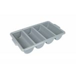 WINCO PL-4B Cutlery 4 Compartment Dark Gray WINC-PL-4B