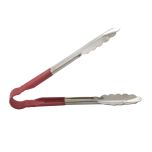 WINCO UTPH-9R Tong 9" Red Handle WINC-UTPH-9R