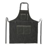 Winco BADN-3430 Bib Apron, 34-1/2" L X 30-1/4" W, Dark Wash Denim With Gray Straps WINC-BADN-3430