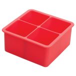 Winco ICCT-4R Ice Cube Tray 2", 4 Sq. Compartments, Silicone, Red WINC-ICCT-4R