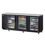RefrigerationX XBB-4SG-N 3-Door Back Bar Coooler (90") Glass Door, Black Vinyl Ext. REFX-XBB-4SG-N