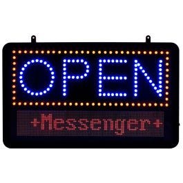 SuperViewVision Ultra Bright Vertical Red LED Open Sign with Blue LED Border 