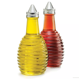 TableCraft Beehive Bottiglia Per Olio E Aceto In Vetro, 170ml (6oz), Con Tappo In Acciaio Inox, Design Alveare - 3