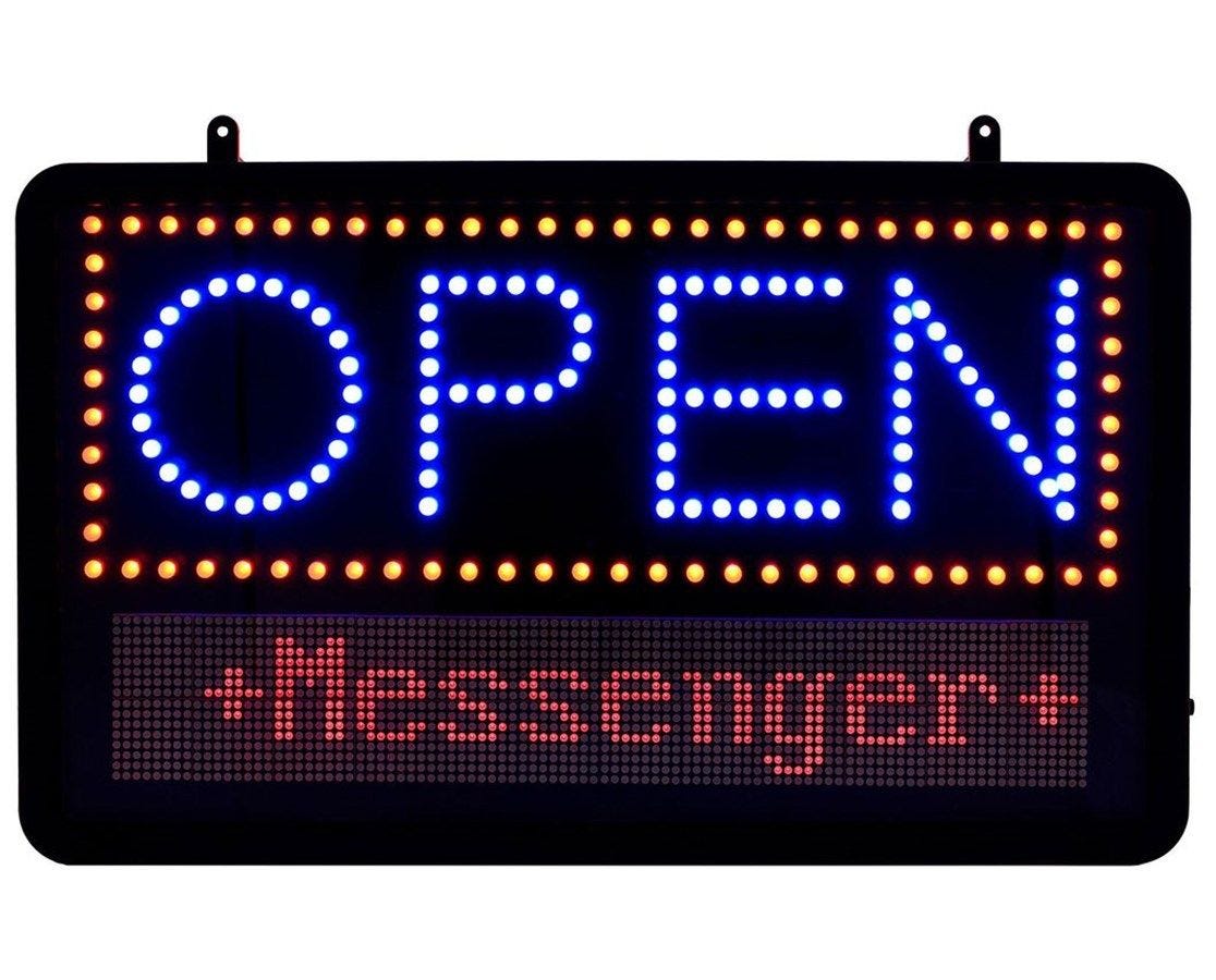 Led Open Sign with Programmable Single Text Line