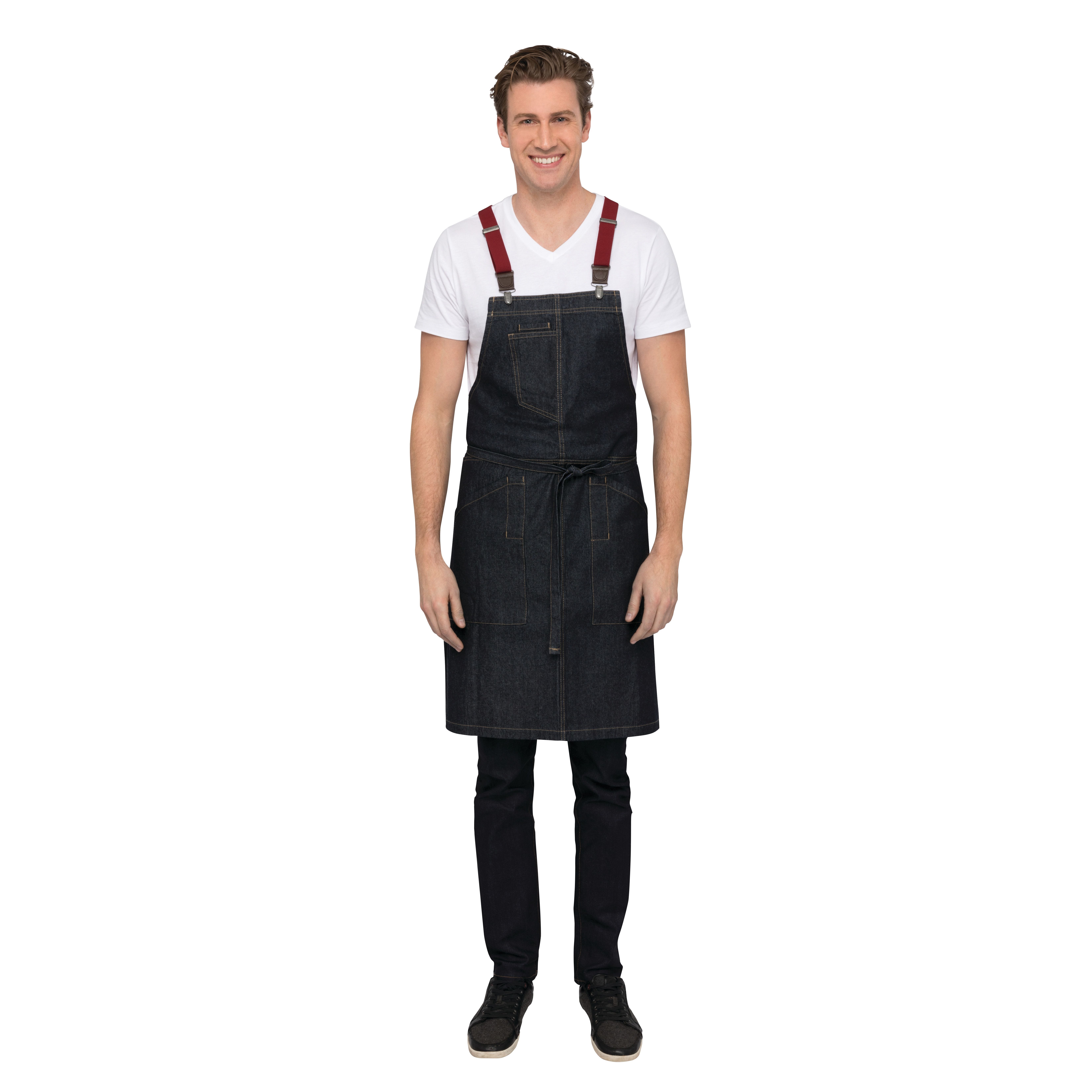 Chef Works ABS01-IBL Berkeley Bib Apron Indigo Denim, 34"L X 30"W
