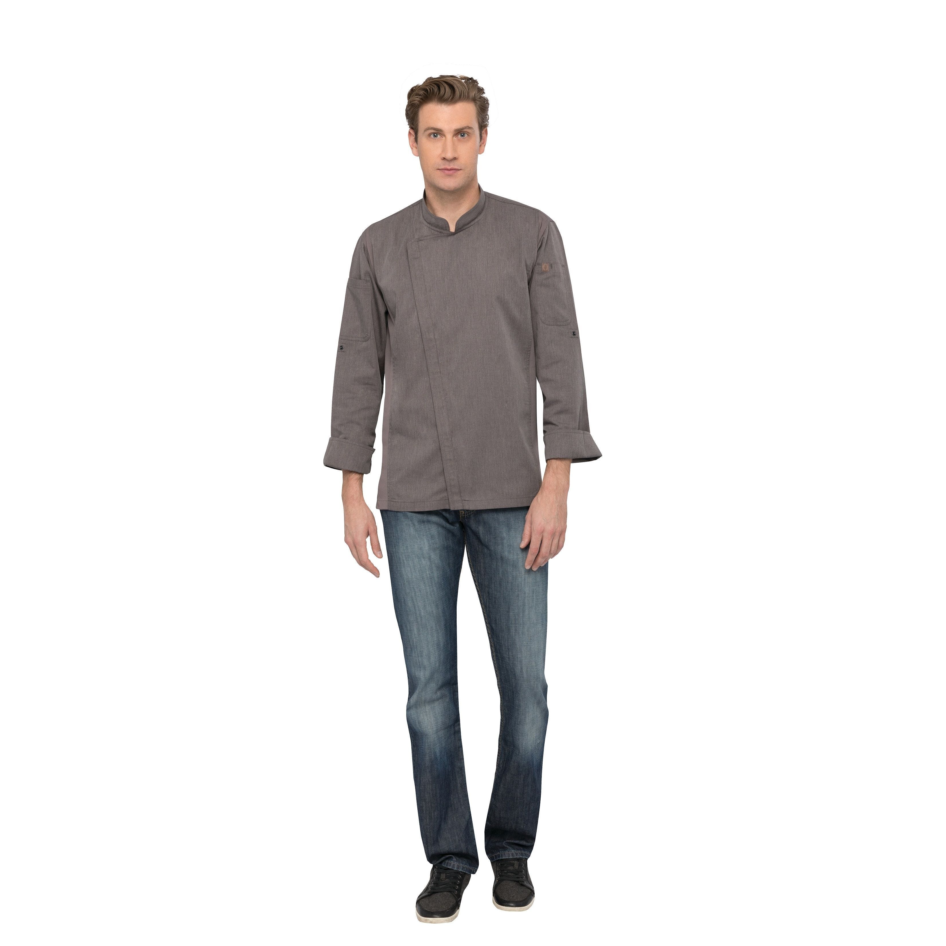 Chef Works BCLZ008-GPG-XL Hartford Chef Coat, Roll-Up Sleeves With Tab,  Graphite Gray, X Large