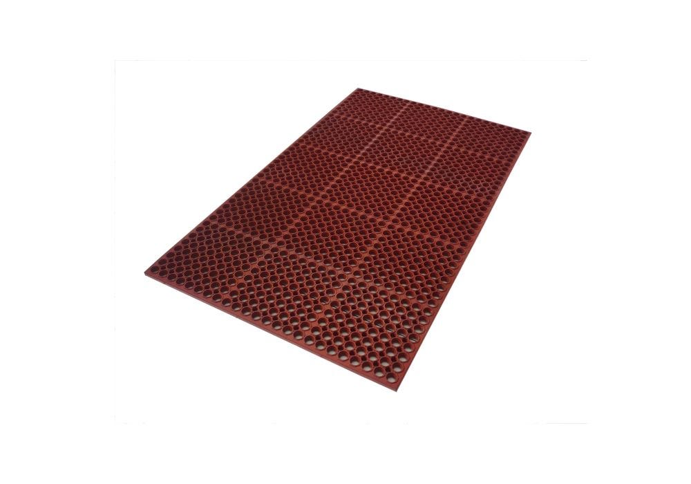 Red Anti-Fatigue Rubber 36" x 60" Drain Mat Grease Resistant Restaurant Doormat 