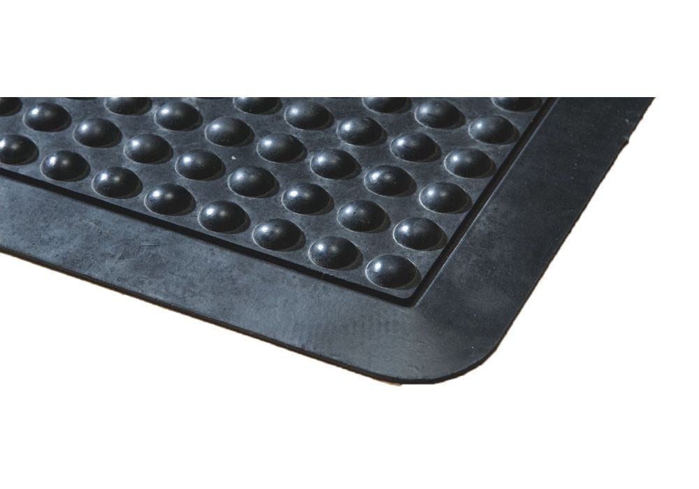 Choice 3' x 10' Black Rubber Anti-Fatigue Floor Mat with Beveled