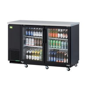 RefrigerationX XBB-3SG-N6 2-Door Back Bar Coooler (69") Glass Door, Black Vinyl Ext. REFX-XBB-3SG-N6