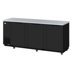 RefrigerationX XBB-4SB-N6 3-Door Back Bar Cooler (90") Solid Door, Black Vinyl Ext. REFX-XBB-4SB-N