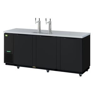 REfrigerationX XBD-4SB-N Three Door Beer Dispenser 2-Keg (90") - Black Vinyl Ext. REFX-XBD-4SB-N