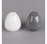 American Metalcraft PSP2 Salt & Pepper Shaker Set, 2 oz., 2" D x 2-1/4" H, Porcelain, White/Grey AMEM-PSP2