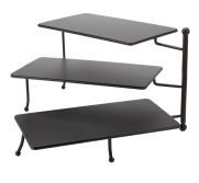 American Metalcraft TPREC3 Display Stand, 3-Tier, 17-3/8"L X 7-1/2"W X 10"H, Rectangular, Foldable, Black AMEM-TPREC3