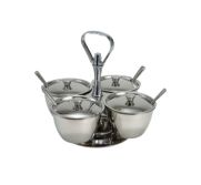 Winco RS-4 Condiment Set 4 Jar S/S CONDIMENT-SET-4