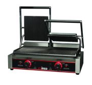 Winco EPG-2 Dual Panini Grill Ribbed Cast Iron 19" x 9" Cooking Surface WINC-EPG-2