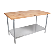 John Boos & Co JNS09 Maple Table 1-1/2" Thick, 30" X 48" W/Shelf JOHB-JNS-09