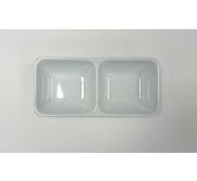 Kitchen Melamine Inc. 98023 Sauce Plate 6`` Two Division White 12/144 KMI-98023