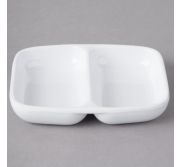 Thunder Group 1102TW Sauce Dish Double (White) TARH-1102W