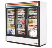 True GDM-72-HC~TSL01 Ref.3-Dr Hinge Glass 78" Led Light, White Exterior, Hydrocarbon TRUE-GDM-72-HC