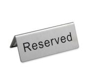 WINCO RVS-4 "reserved" Tent Sign S/S WINCO RVS-4