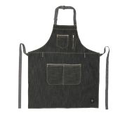 Winco BADN-3430 Bib Apron, 34-1/2" L X 30-1/4" W, Dark Wash Denim With Gray Straps WINC-BADN-3430