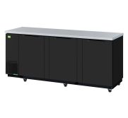 RefrigerationX XBB-4SB-N6 3-Door Back Bar Cooler (90") Solid Door, Black Vinyl Ext. REFX-XBB-4SB-N