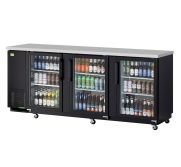 RefrigerationX XBB-4SG-N 3-Door Back Bar Coooler (90") Glass Door, Black Vinyl Ext. REFX-XBB-4SG-N